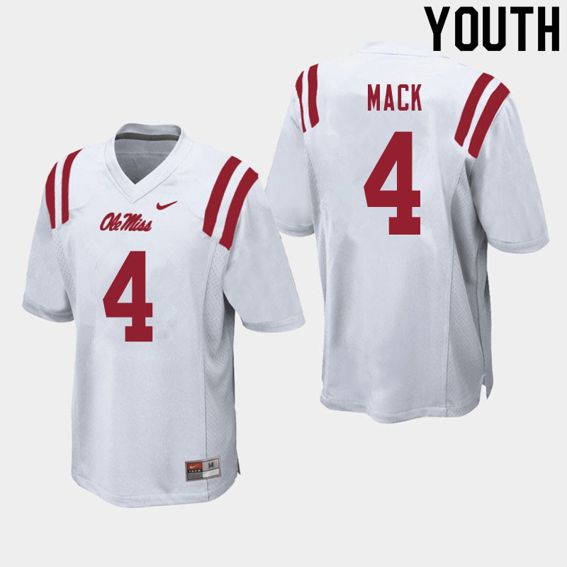 Youth #4 Brandon Mack Ole Miss Rebels College Football Jerseys Sale-White - Click Image to Close